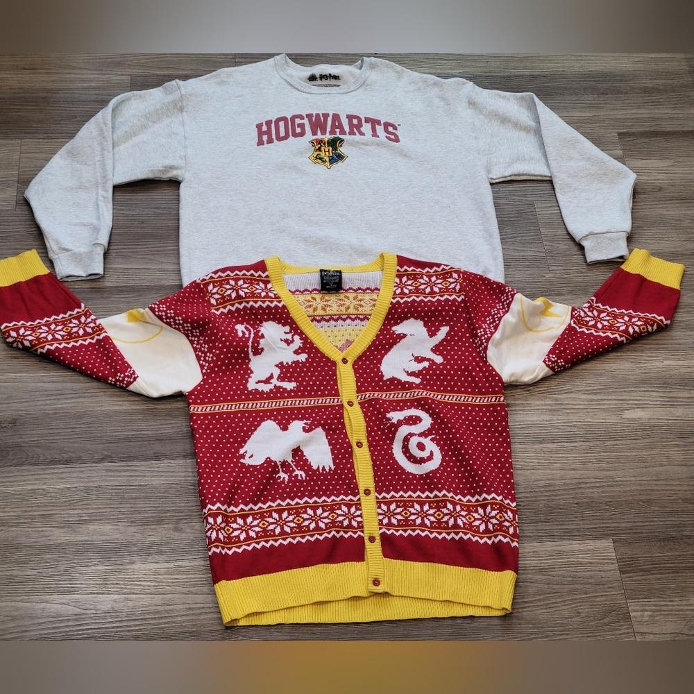 Wizarding World Harry Potter Christmas Cardigan/Long Sleeve Sweat Shirt Bundle